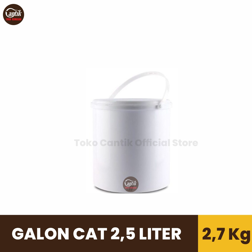 (1 PCS) GALON CAT 2.5 KG DASH WARNA PUTIH SUSU + TUTUP GALON CAT + PEGANGAN GALON CAT