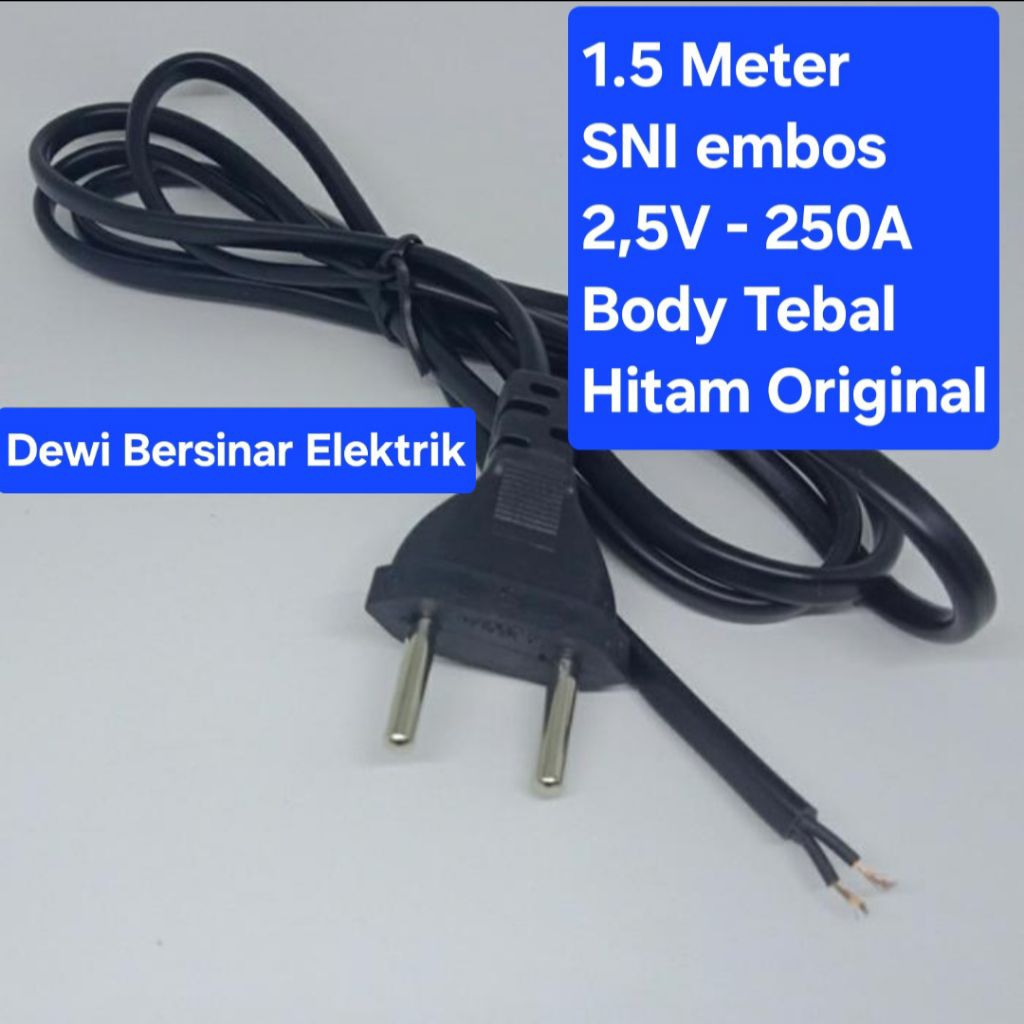 Kabel Power Buntung 1.5M SNI Body Tebal Hitam Original - Kabel AC Buntung - Kabel Buntung
