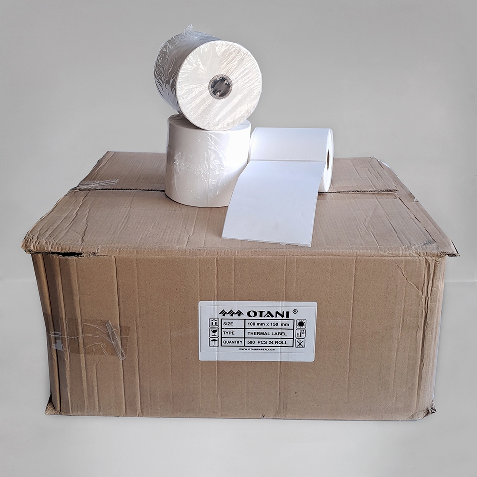 

[DUS/ 24 Rolls] Label Thermal Sticker merk Otani [100 x 150 mm] isi 500 pcs - Stiker Resi Barcode - label ROLL