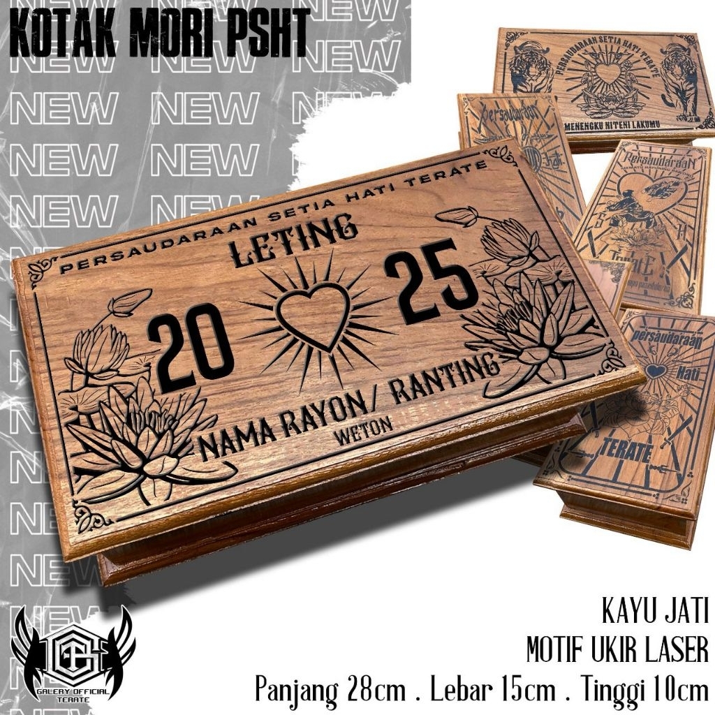 KOTAK MORI PSHT // KOTAK MORI KAYU LASER // KOTAK MORI TERATE // KOTAK PENYIMPANAN MORI // TEMPAT PE