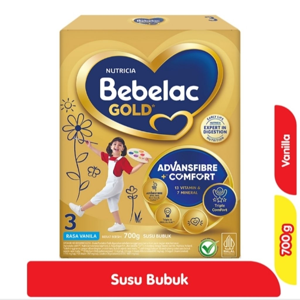 

Bebelac Gold 3 Susu bubuk Pertumbuhan Anak Vanila 700 g