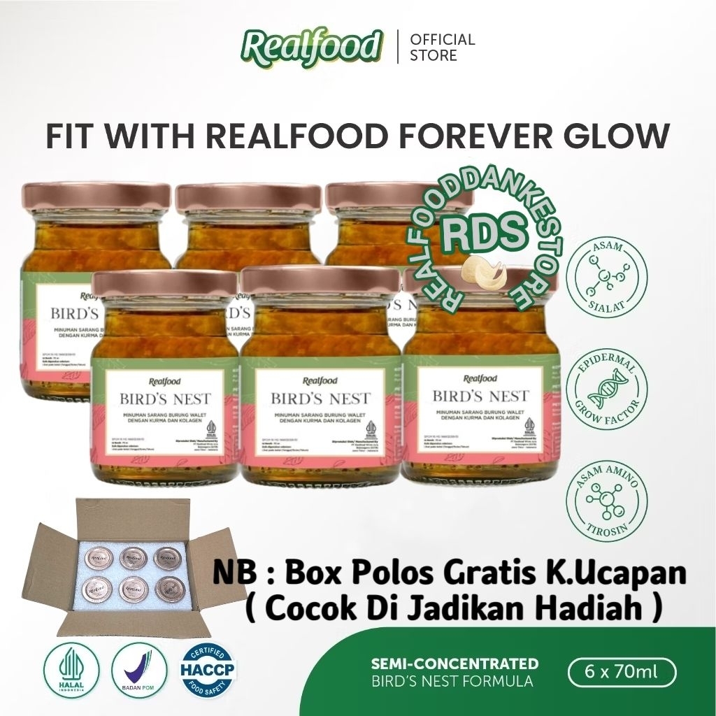 

Realfood Forever Glow Kurma + Kolagen 6 Botol Box Polos ( Minuman Sarang Burung Walet ) RDS