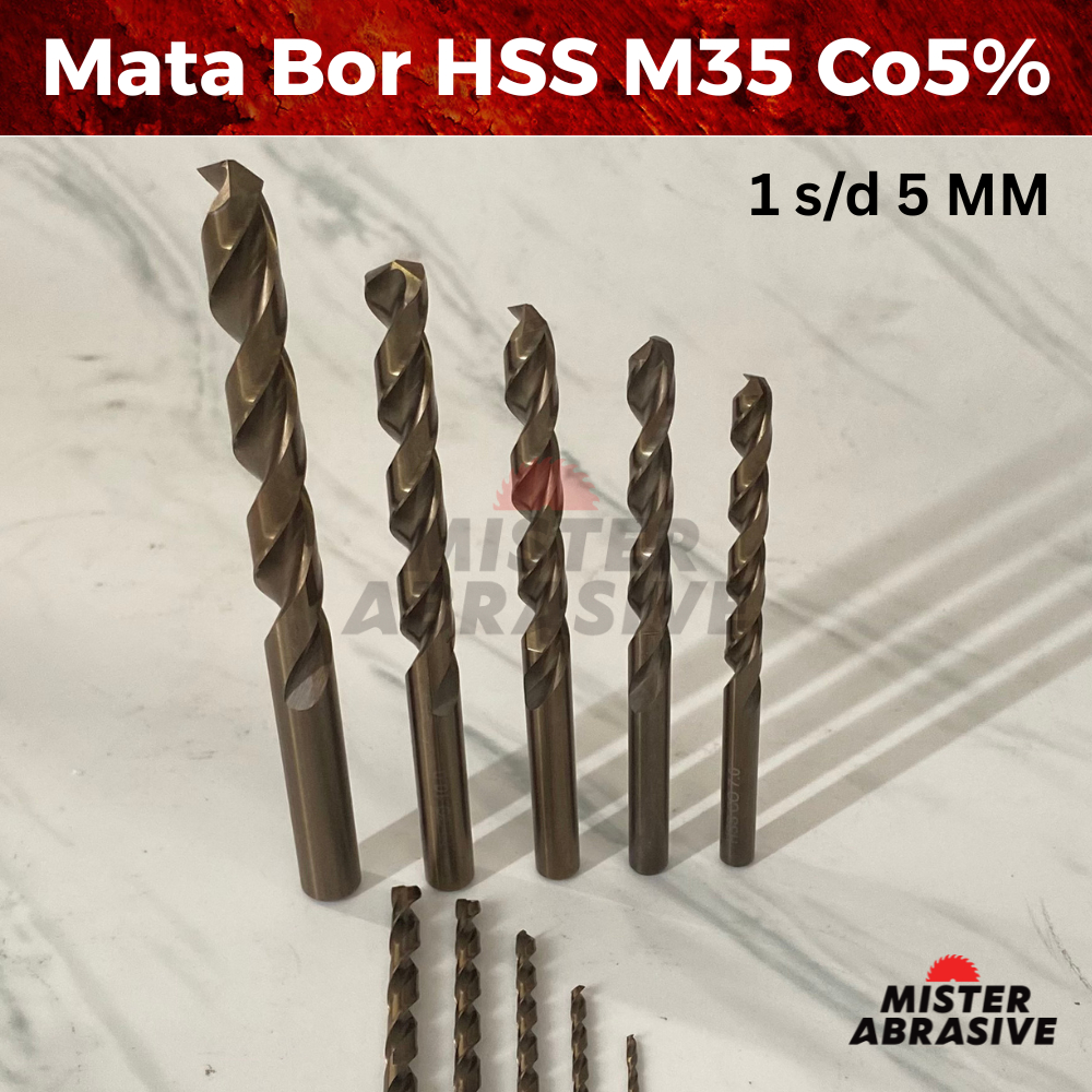 Mata Bor Baja M35 Cobalt 5% HSS Twist Drill Bit DIN 338 Besi Stainless Steel 1 2 3 4 5 MM