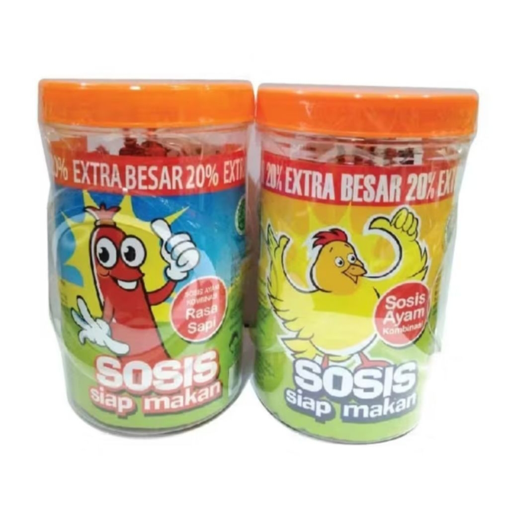 

Sosis So Nice Rasa Ayam dan Rasa Sapi ( 24 + 1 Toples @ 17g)