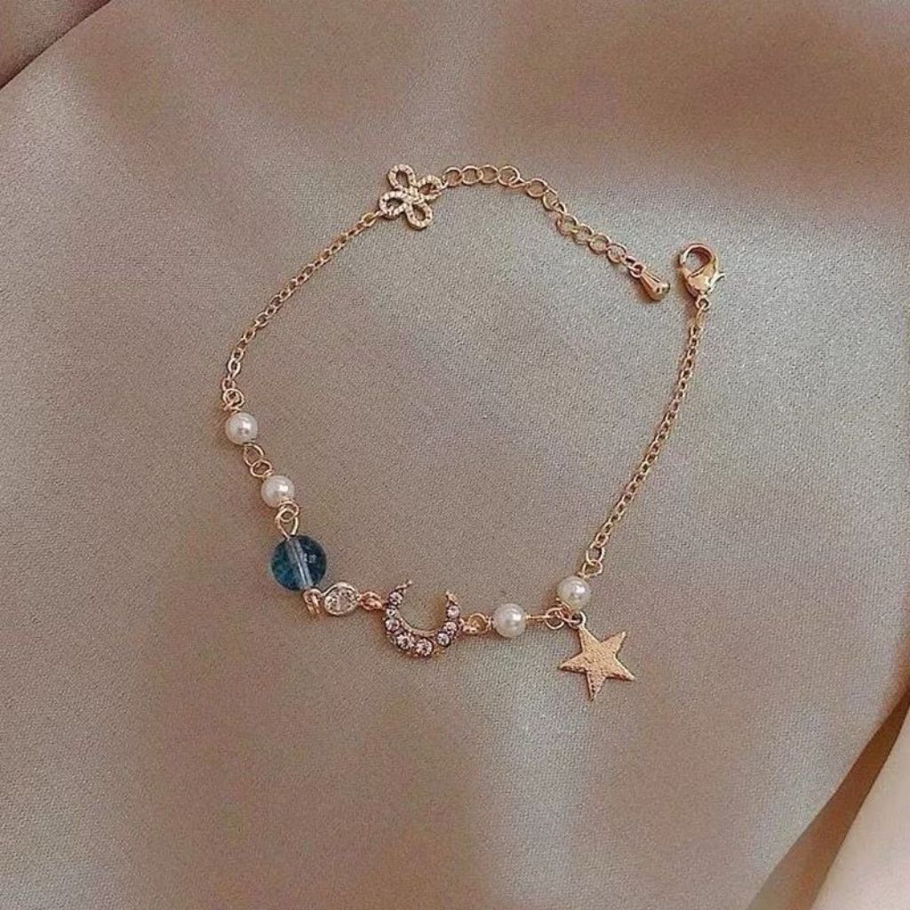 ￼Gelang Bulan Bintang Planet Cassandra Bulan Bintang Alloy Paduan