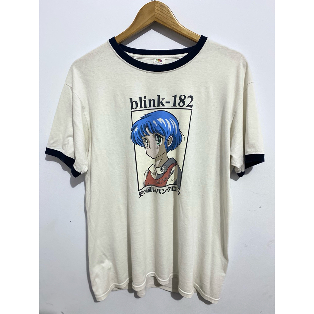 Kaos Blink-182 Anime Girl Ringer Tee