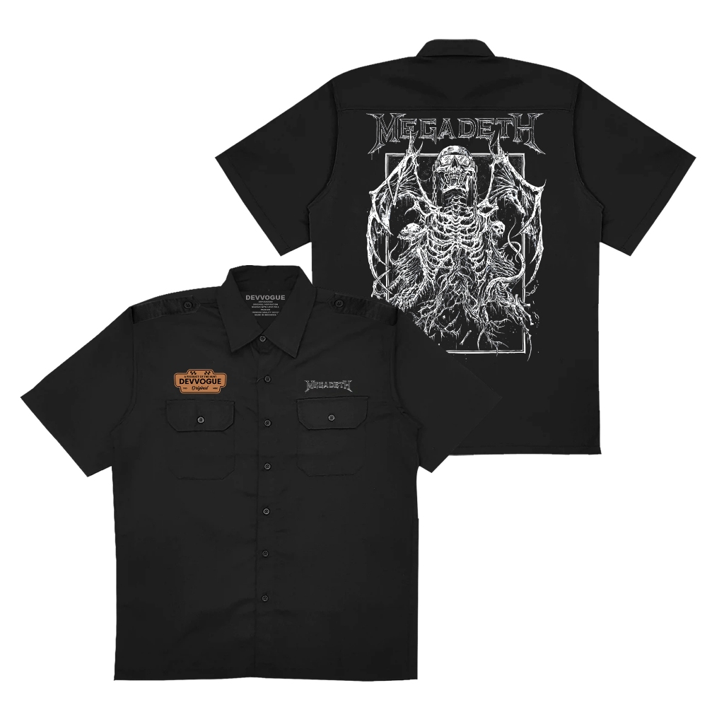 Devvogue Kemeja Workshirt Pria Megadeth Bahan American Drill