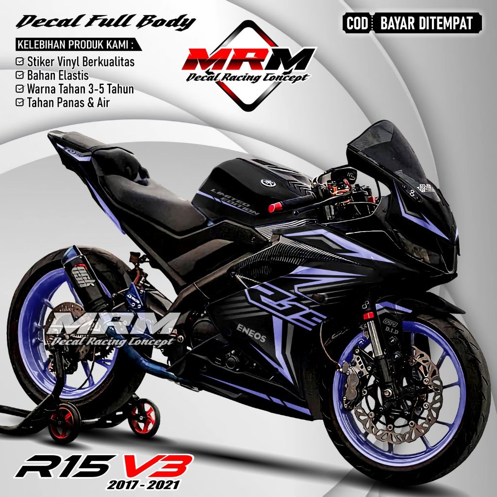 Decal Fullbody Stiker R15 V3 Motif Livery BMW 2024 MYS1261 / Decal R15 V3 Full Body Livery Racing