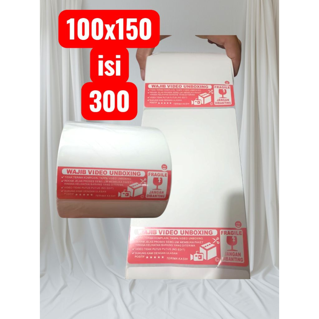 

kertas awb direct thermal 100x150 isi 300 label shipping sticker Unboxing / fragile per dus 12 roll