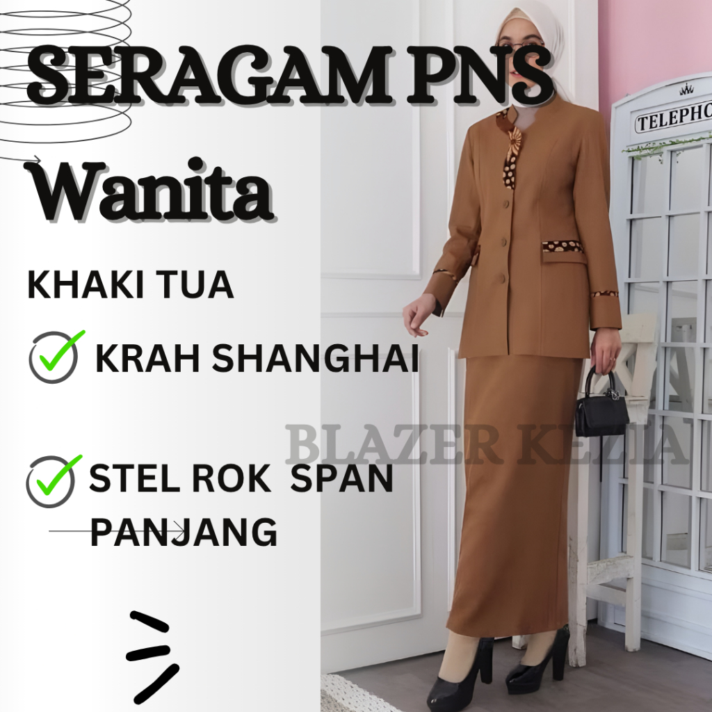 [PREMIUM] Seragam PEMDA PNS ASN Khaki Stel Rok Shanghai Kombinasi Batik Model Baru Mandarin Cina Kek