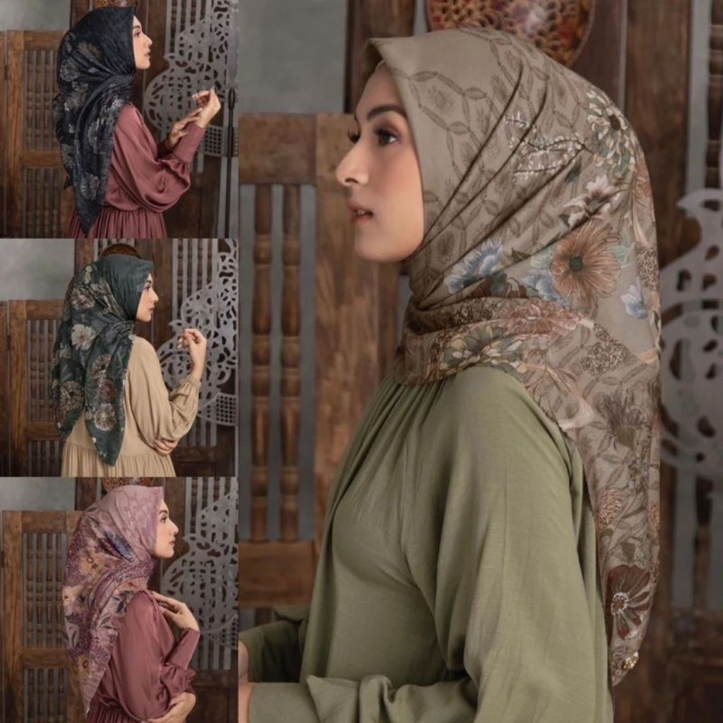 AZZAHRA-Hijab Segi Empat Motif Voal premium printing
