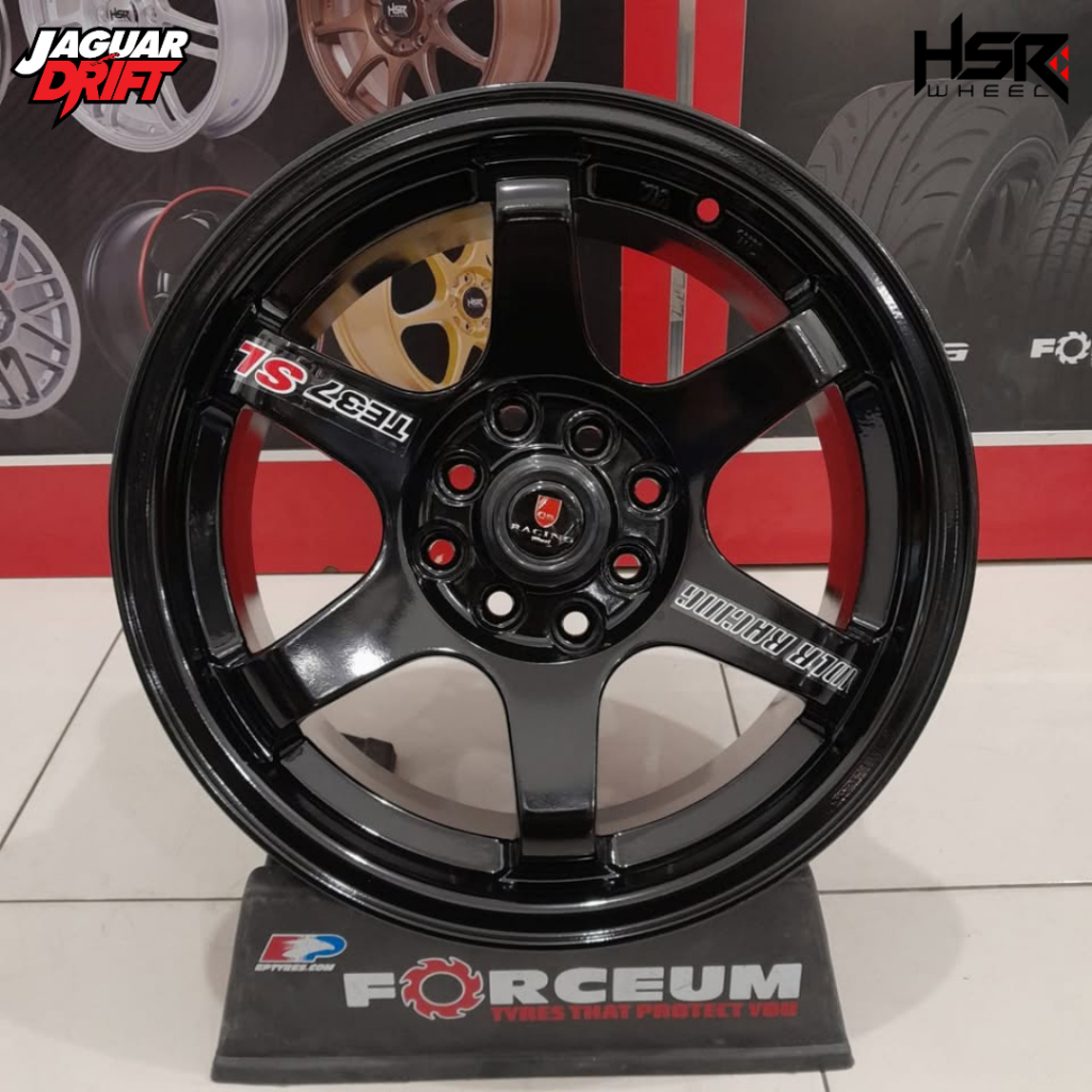 Velg TE37 R15 Lubang 4 Warna Hitam Untuk Mobil Avanza, Xenia Veleg Ring 15 Lebar 7 Warna Hitam