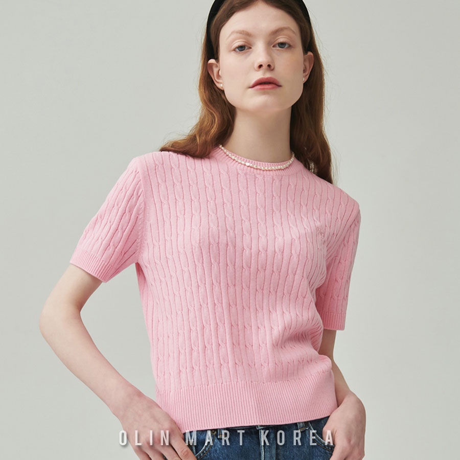 RONRON  CABLE ROUND KNIT PINK