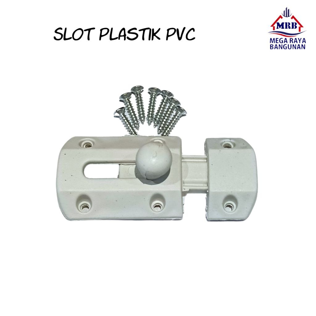 Slot Grendel Pintu / Jendela Plastik PVC Kunci Palang Geser Lemari Kamar Mandi Ringan Kuat Ekonomis 