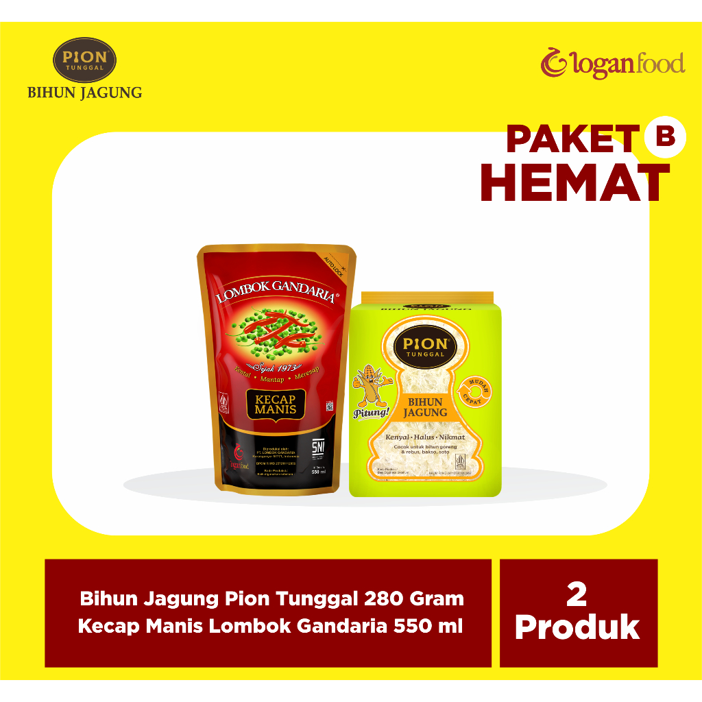 

PAKET HEMAT (B ) - BIHUN JAGUNG PION HIJAU 280G - KECAP MANIS LOMBOK GANDARIA 550P