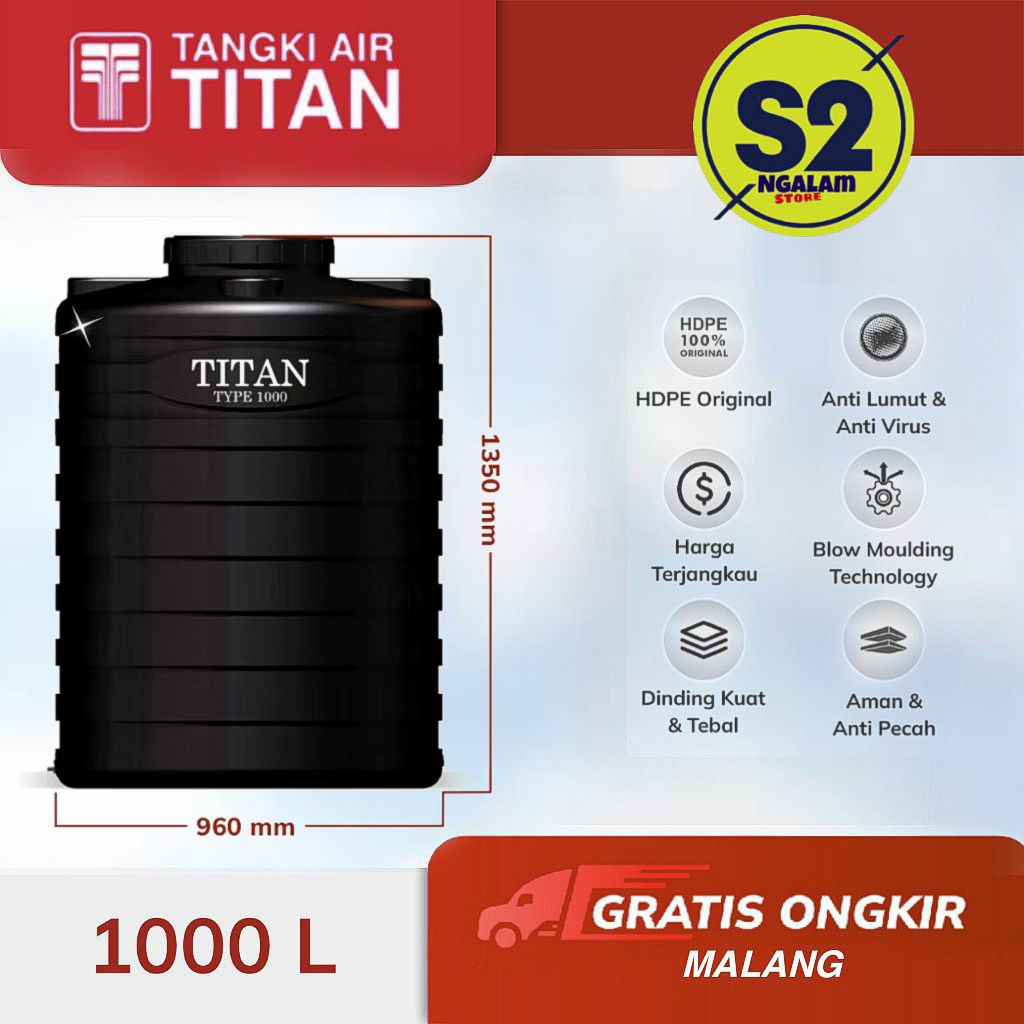 Tandon Air /Toren Air /Tangki Air Titan 1000 Liter (Invoice)