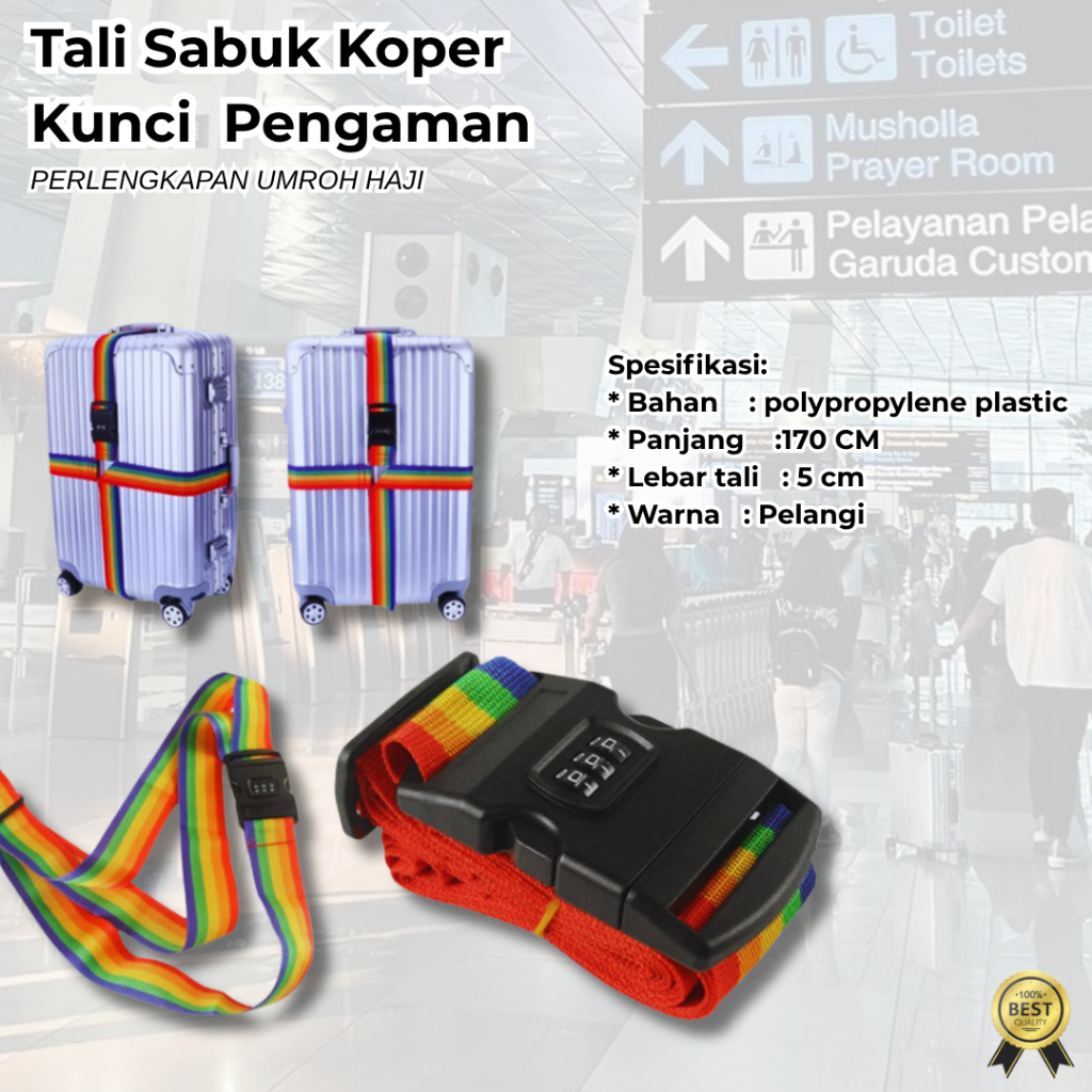 Tali Sabuk Koper Kunci Pengaman Sabuk Gembok Koper 2 Meter / Perlengkapan Umroh Haji