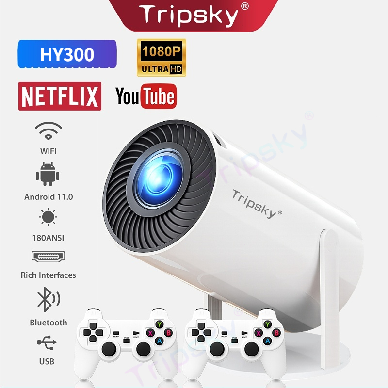 Tripsky Android Projector HY300 Android 11.0 Bluetooth Wireless Game Controller Multiplatform Gamepa