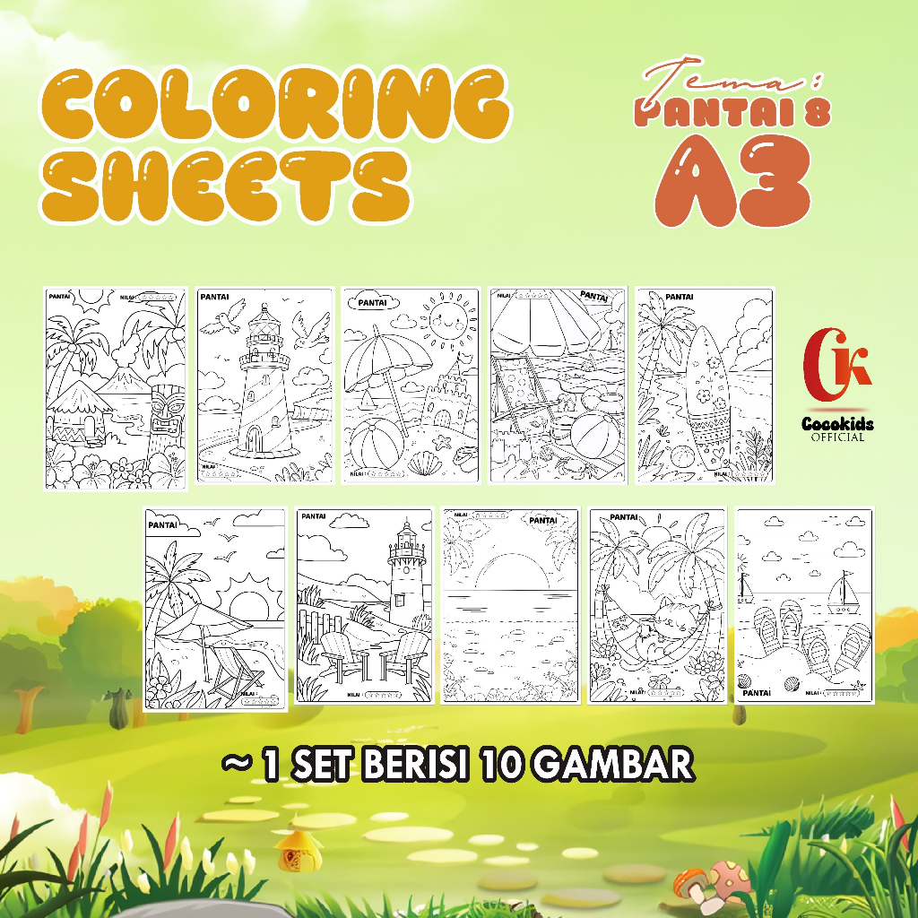 

Lembar Mewarnai Anak TEMA PEMANDANGAN - Coloring Sheet For Kids Ukuran A3 - 1 Set Isi 10 Lembar