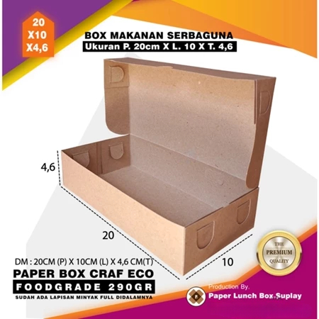 

Paper Box Makanan Serbaguna Dus Coklat Laminasi Ukuran 20 Cm x10 Cm 4,6 Cm
