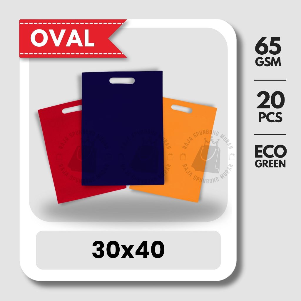 

OVAL 65GSM Tas Spunbond Oval Ukuran 30x40 Goodie Bag Laken Polos Ekonomis | Per Kodi ( 20 Pcs )