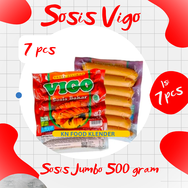 

Vigo Sosis Goreng Jumbo Isi 7pcs - Sosis Jumbo Bakar Goreng Merek Vigo 500gram