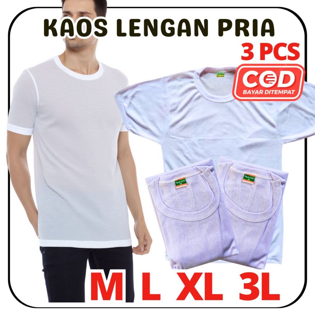 3 PCS Kaos Oblong Lengan Pendek Nutex Miatex Bahan Combed