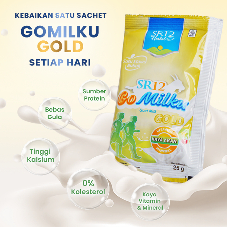 

GOMILKU GOLD SR12 POUCH ISI 40 SACHET – SUSU KAMBING ETAWA LANSIA | RENDAH LEMAK & KOLESTEROL | AMAN DIABETES | TINGGI KALSIUM