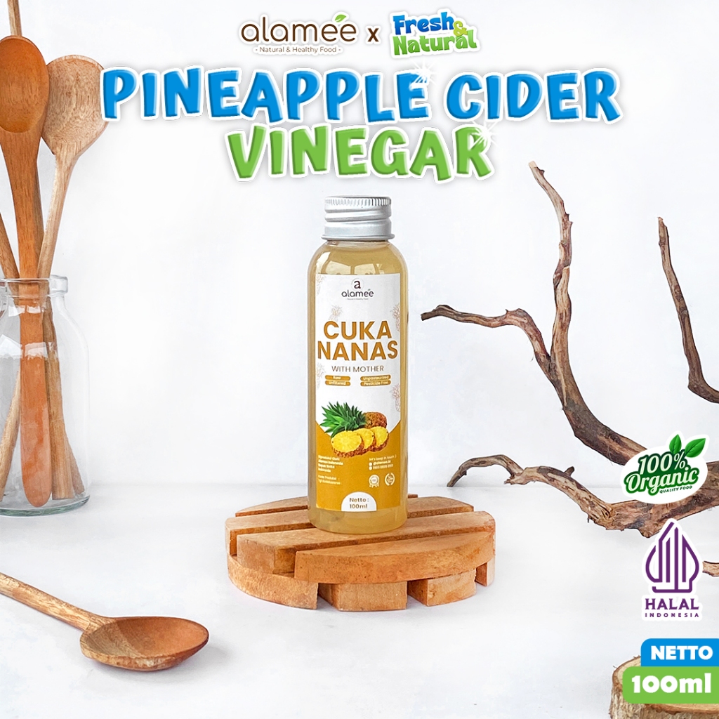 

ALAMEE Cuka Nanas Original Pineapple Cider Vinegar With Mother Organik Asli 100ml fresh and natural