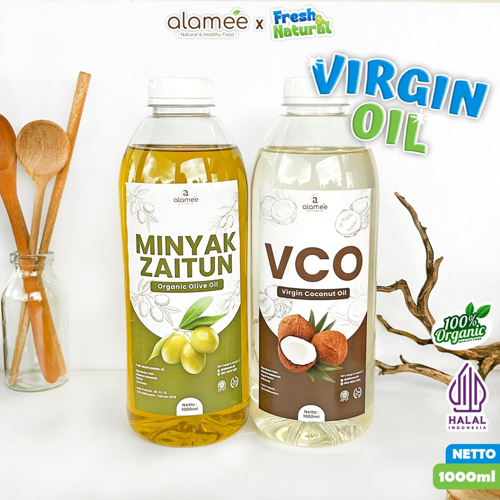 

ALAMEE Virgin Coconut Oil Minyak Zaitun Kelapa Murni Extra VCO Dapat Di minum Di masak Organik 1L fresh and natural