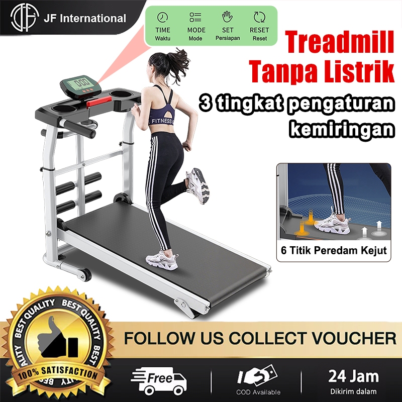 Treadmill Manual/Treadmill Tanpa Listrik/Treadmill dengan Kemiringan yang Dapat Disesuaikan