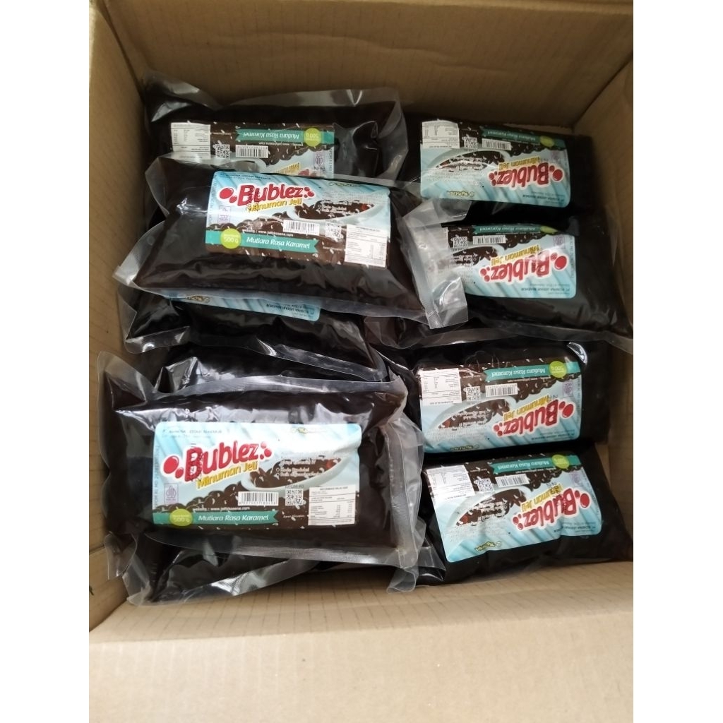 

Jelly boba coklat rasa karamel 1 dus isi 20 pack