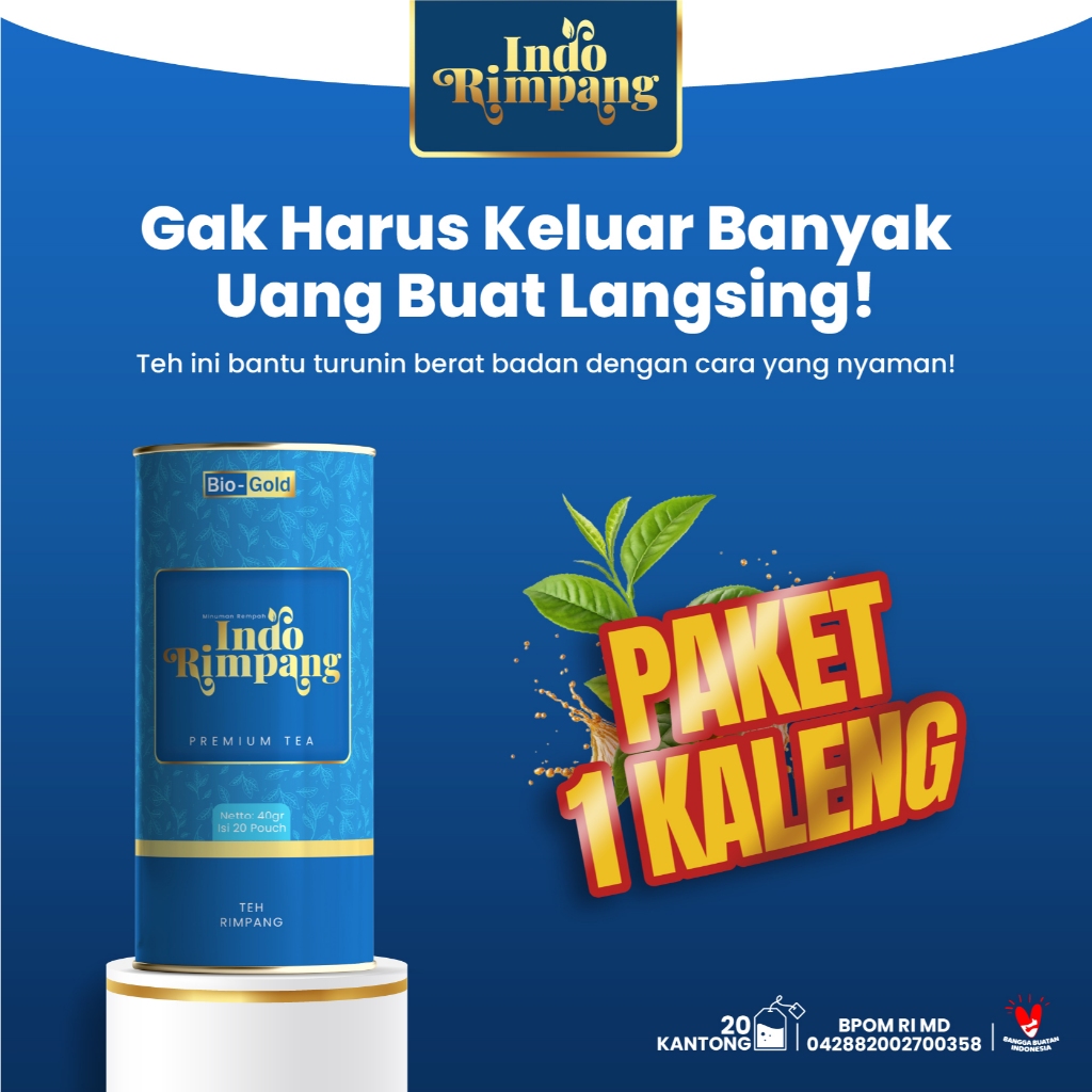 

Teh Indo Rimpang | Teh Diet Herbal Kunyit Sereh Jahe ,Peluntur Lemak & Detox Usus | 20 Tea Bag