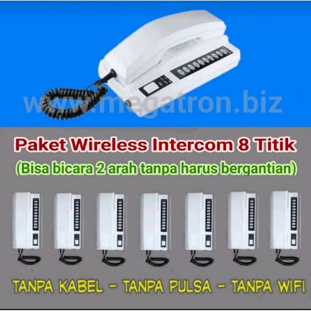 Paket Wireless Intercom 8 Titik - Bicara 2 arah tanpa bergantian