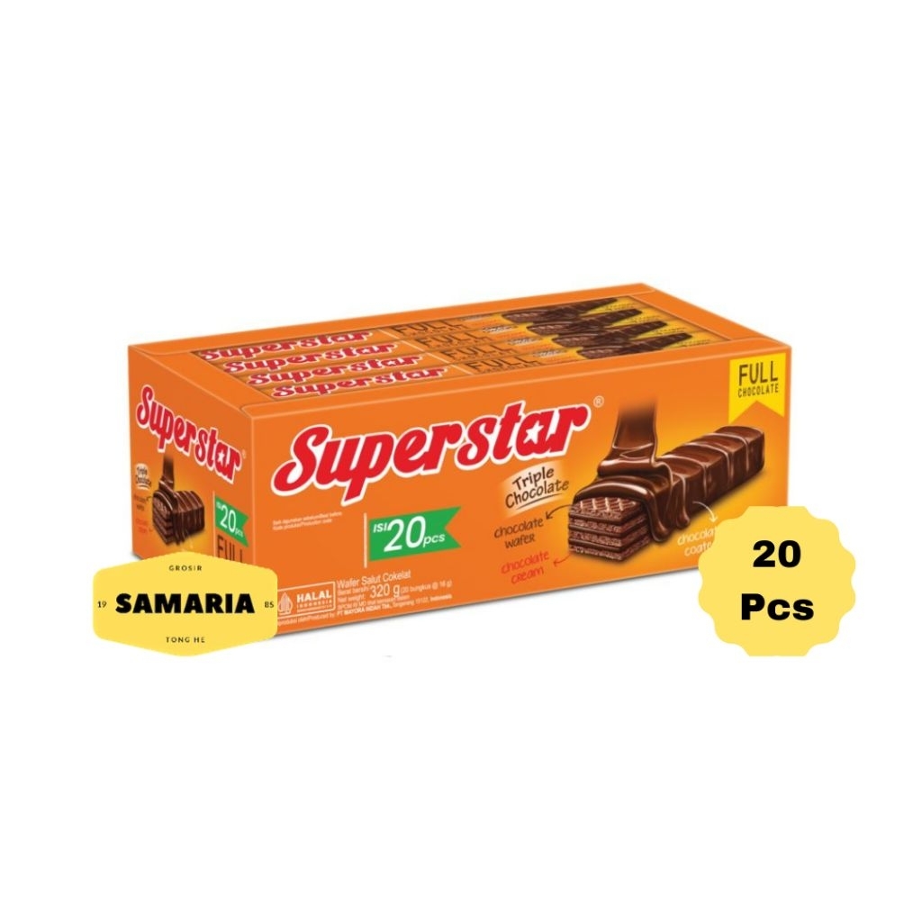 

1 Pak Superstar Triple Chocolate Kemasan 12,5 Gram (Isi 20+1 Pcs)
