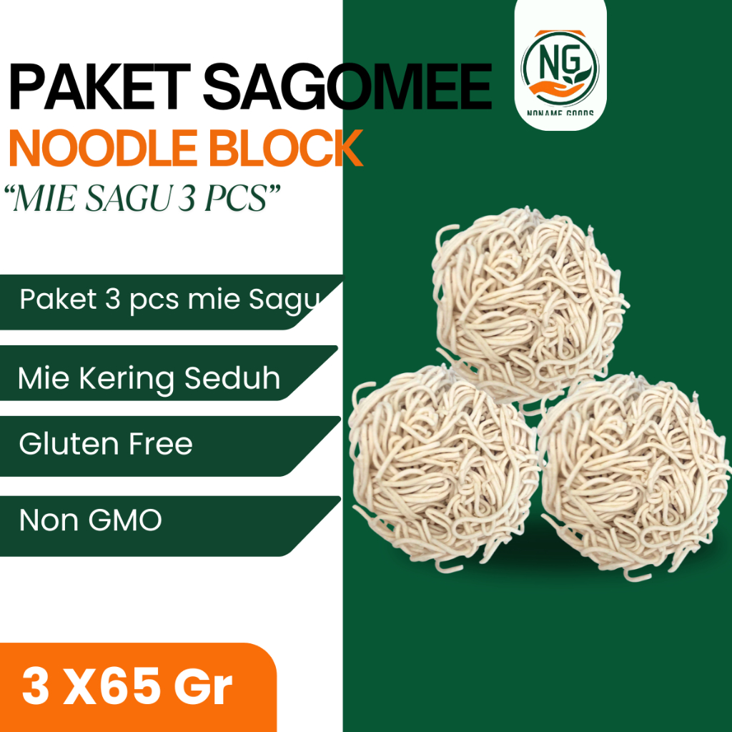 

Sago Noodle Block Sagomee Only Mee (isi 3 pack) Tanpa Bumbu, Tanpa Cup