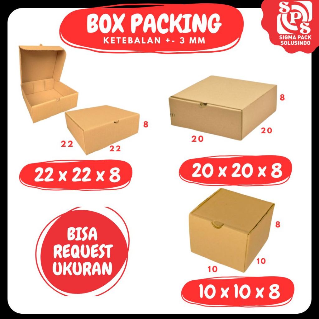 

Kardus 10x10x8 / 20x20x8 / 22x8x8 LD Box Hampers Dus Pizza Packing Jam tangan Kemasan Baju