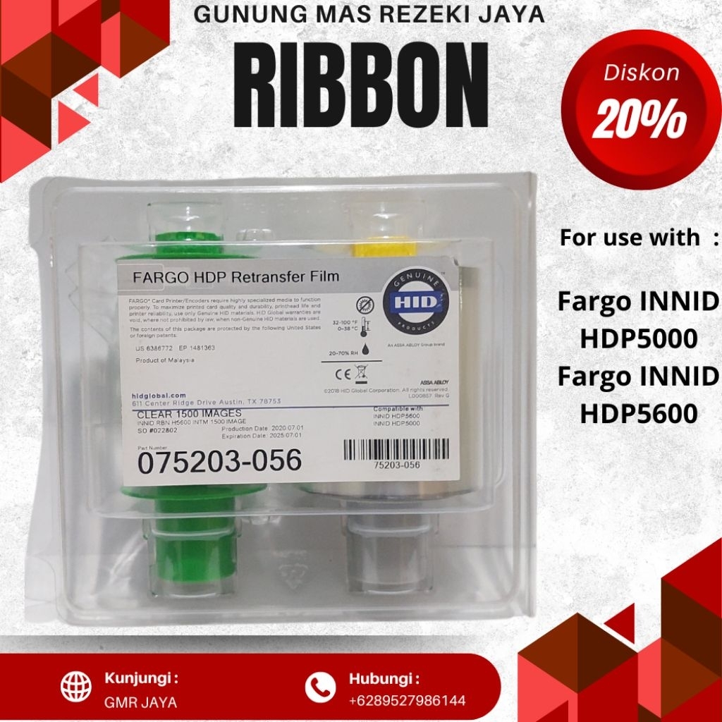 Ribbon Fargo HID Retransfer FILM 75203 056 Original / Ribbon Fargo INNID HDP5600 E-KTP Original / Ri