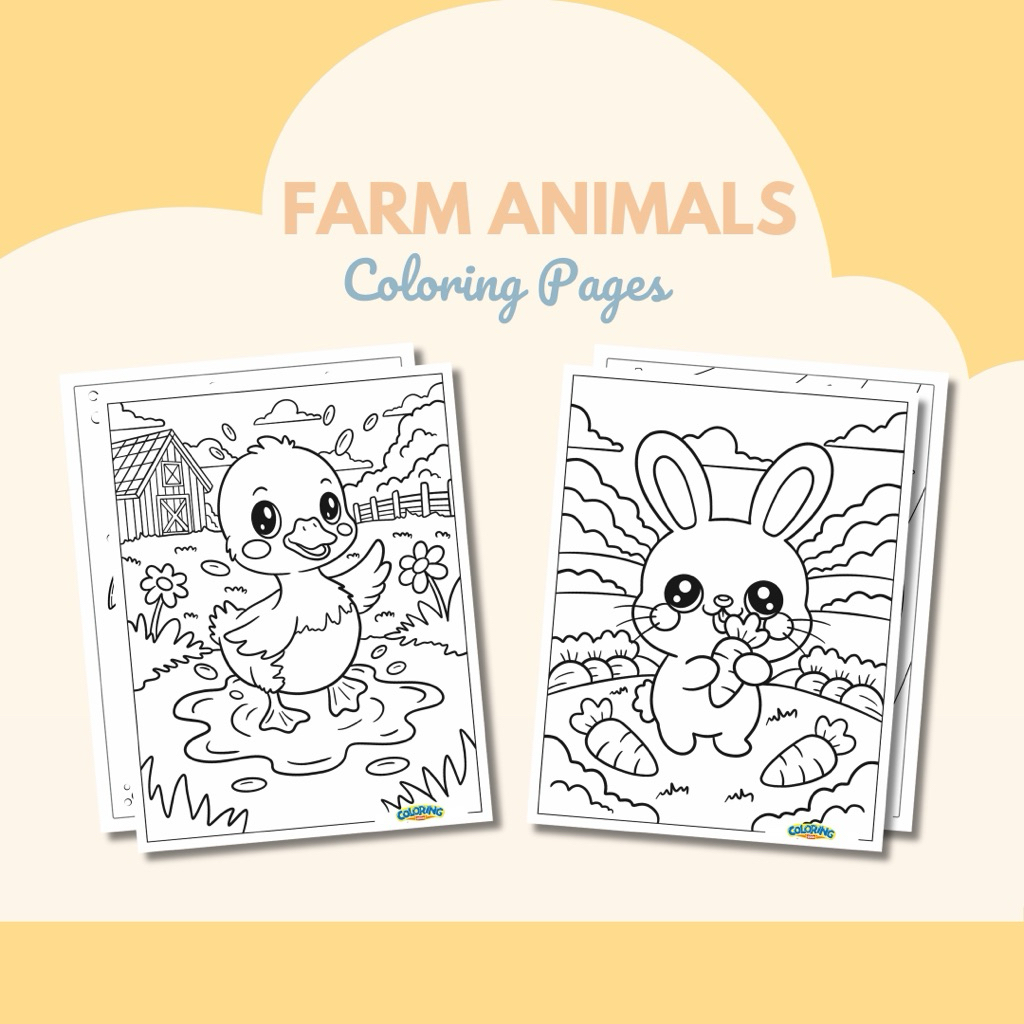 

KERTAS MEWARNAI ANAK PAUD FARM ANIMALS / FARM ANIMALS COLORING PAGES FOR KIDS / A4