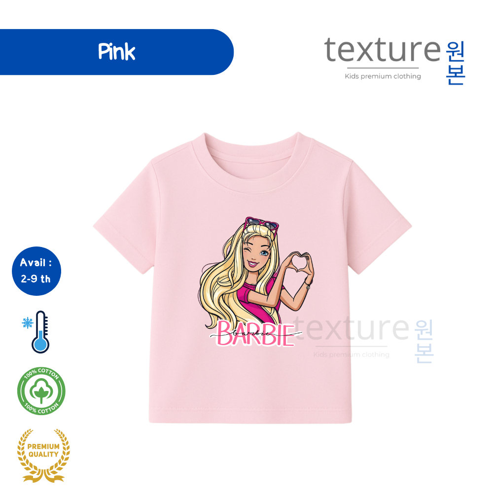 baju anak perempuan/kaos/kaos anak perempuan/barbie/baju kaos anak perempuan