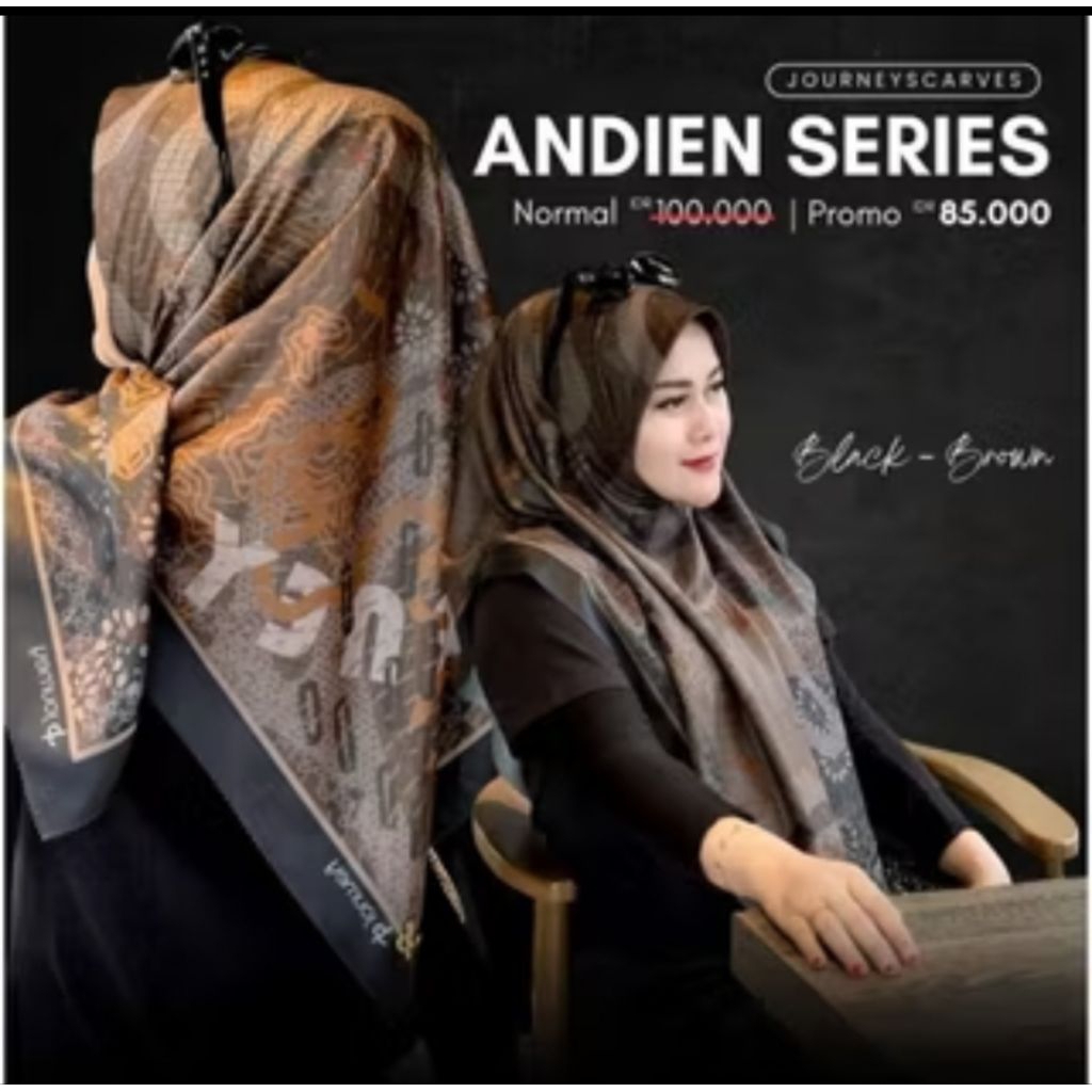 (pakai pouch) segiempat motif journey kw/jilbab journey kw/voal motif journey/andian series