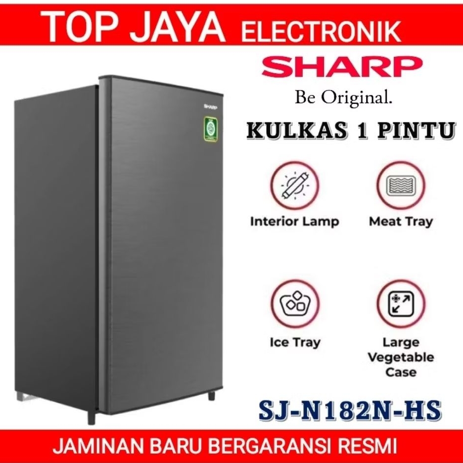 KULKAS SHARP 1 PINTU SJ-N182N-HS/LEMARI ES 1 PINTU SHARP/LEMARI ES SHARP 1 PINTU