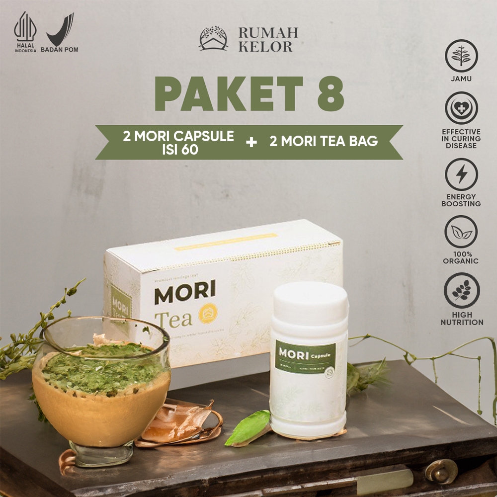 

PAKET 8: 2 MORI CAPSULE + 2 MORI TEA BAG PREMIUM - Minuman Teh Daun Kelor Kapsul Moringa 100% Organik - Anti Hipertensi