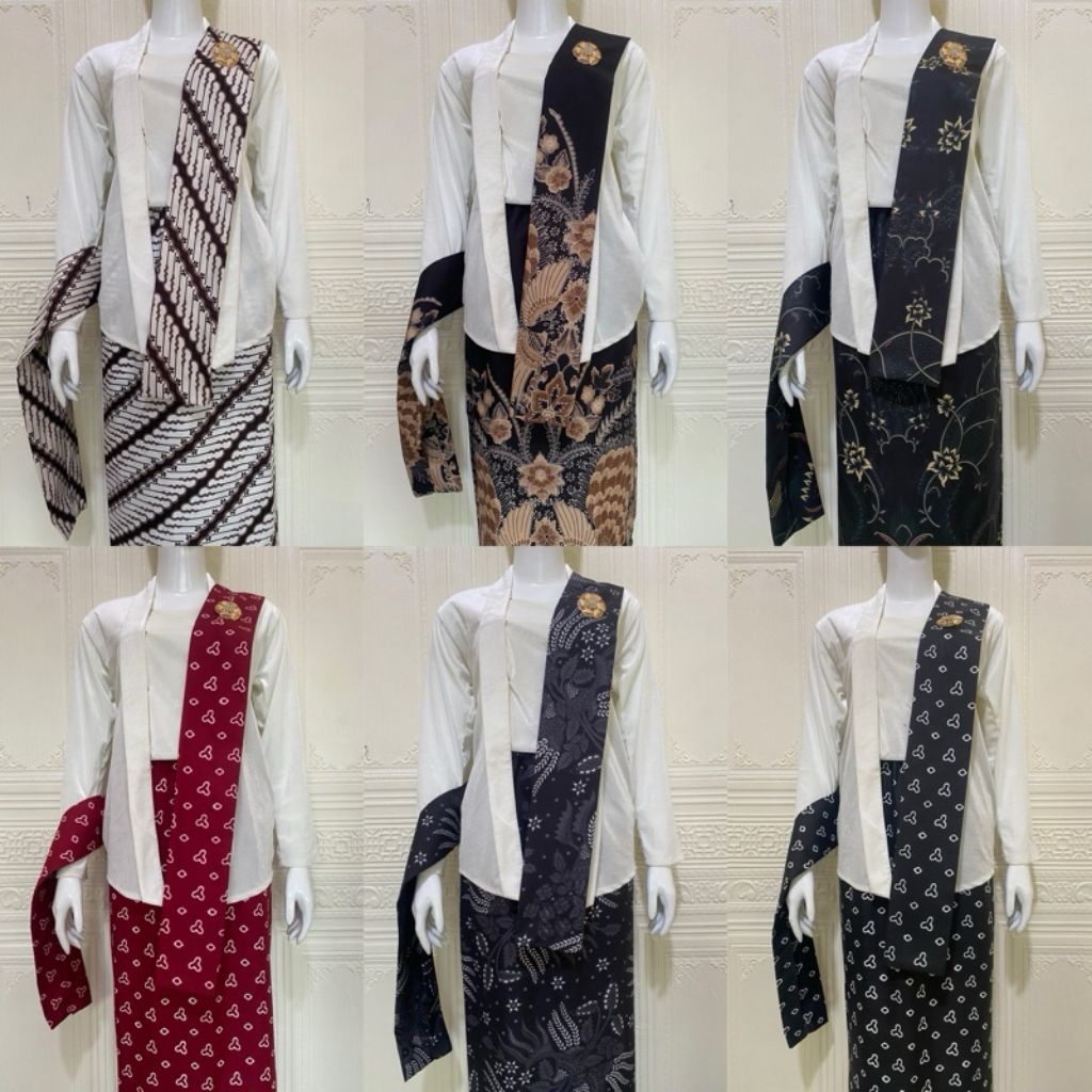 Satu Set slendang batik dan rok span batik jumputan dan modern