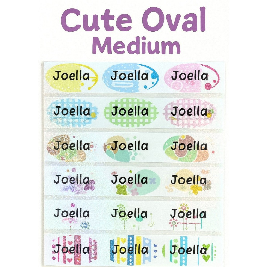 

Label Nama Anti Air Sticker Waterproof Cute Oval Glitter