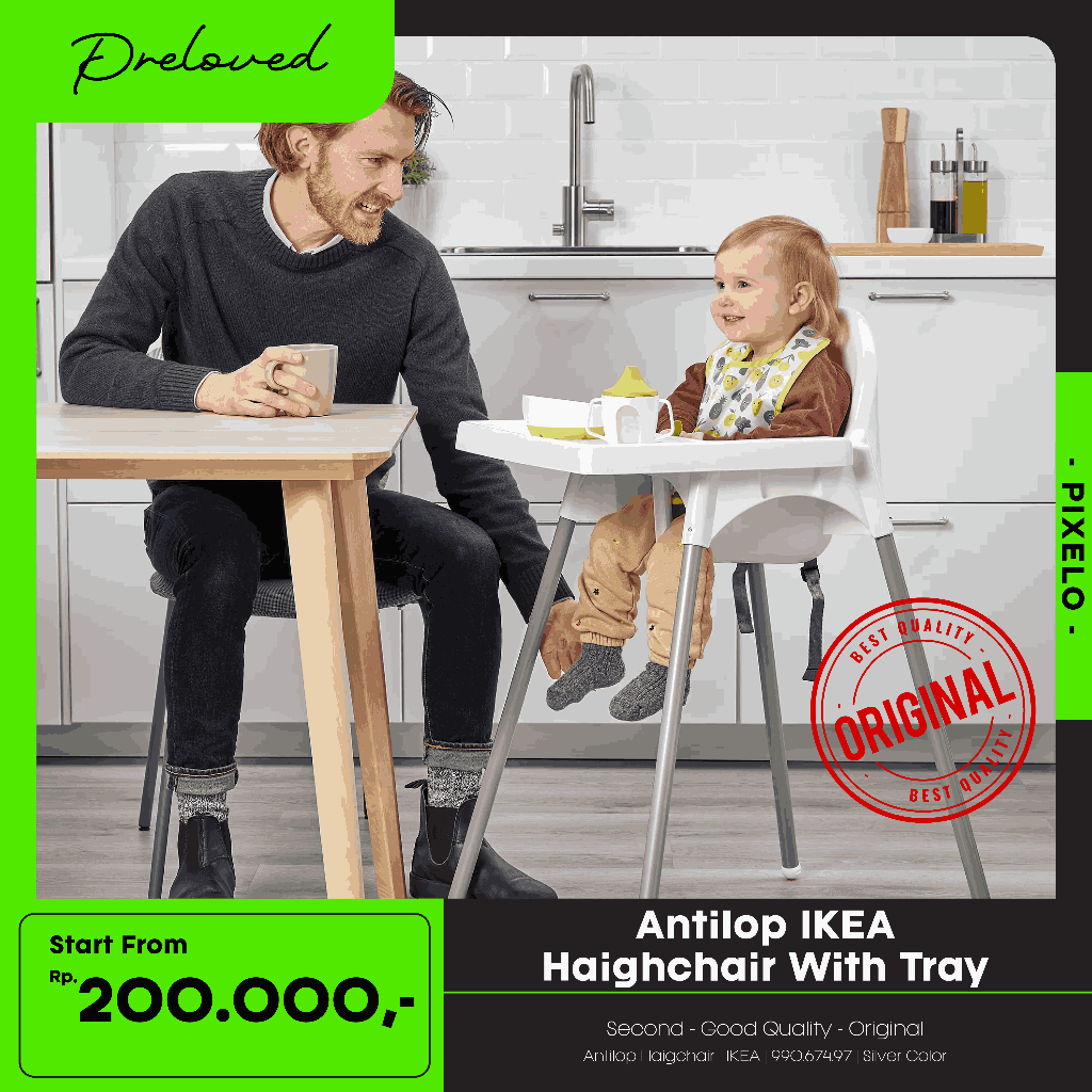 IKEA Antilop Kursi Makan Aanak Dengan Baki, Termurah | Baby Highchair White With Tray
