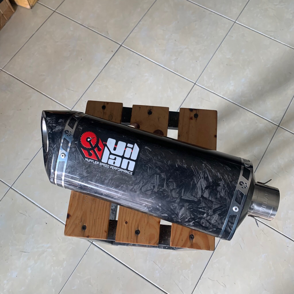 ( ORIGINAL ) KNALPOT VILLAN MV2 CARBON FORGED MERAH SILINCER ONLYY