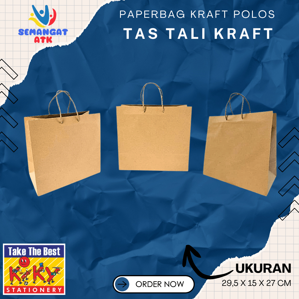 

Tas Tali Kraft Polos / Paper bag Kraft 29,5x15x27 cm
