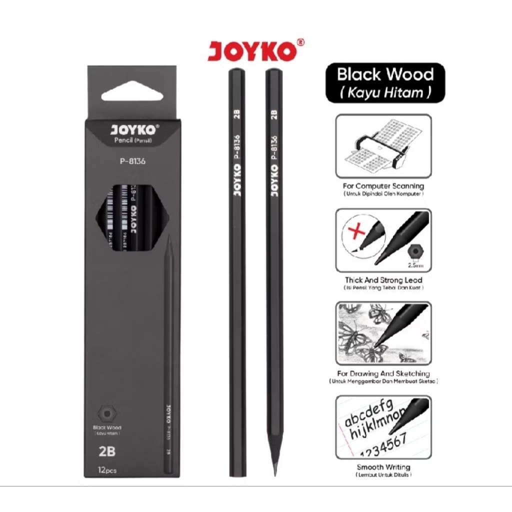 

Pensil Joyko P-8136 2B pack murah