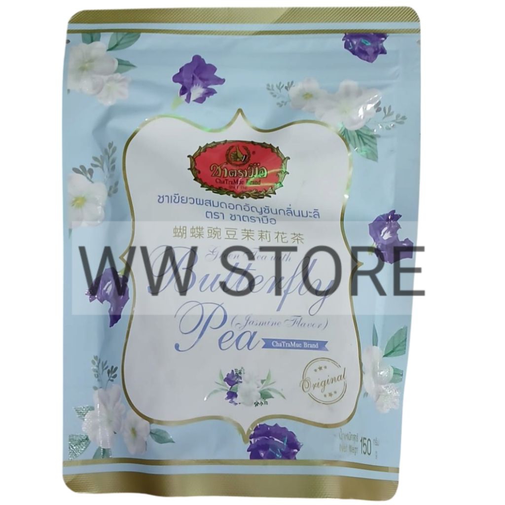

Teh hijau dengan bunga telang Thai Thailand ChaTraMue Cha Tra Mue Brand Green Tea with Butterfly Pea 150g